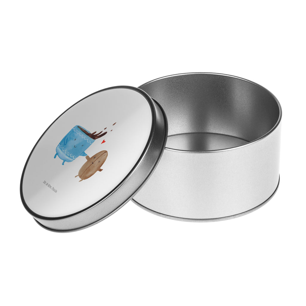 Blechdose rund Kaffee Bohne Metalldose, Keksdose, Dose, Vorratsdose, Geschenkbox, Tiermotive, Gute Laune, lustige Sprüche, Tiere, Kaffee, Kaffeebohne, Genuss, Zufriedenheit, Glück