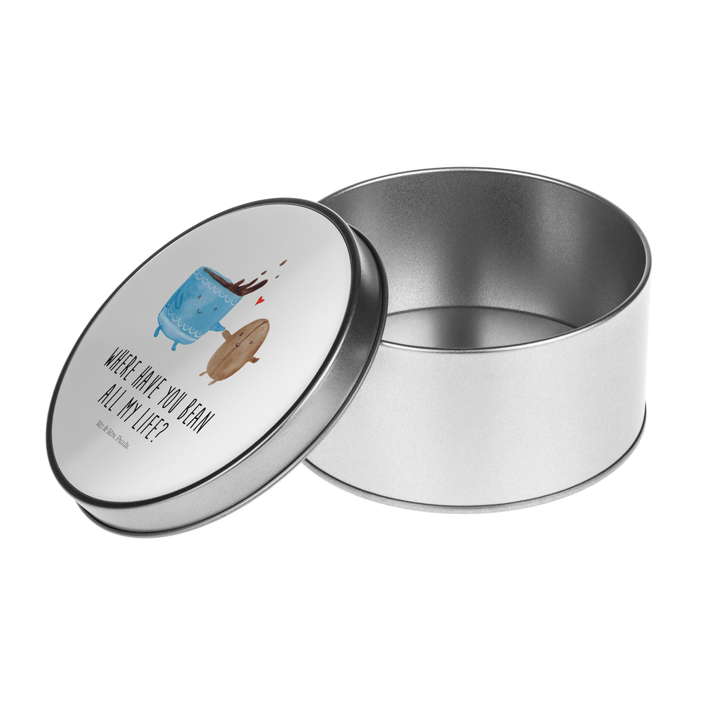 Blechdose rund Kaffee Bohne Metalldose, Keksdose, Dose, Vorratsdose, Geschenkbox, Tiermotive, Gute Laune, lustige Sprüche, Tiere, Kaffee, Kaffeebohne, Genuss, Zufriedenheit, Glück