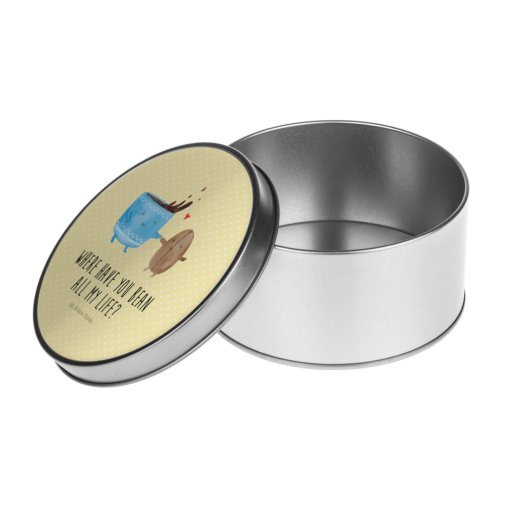 Blechdose rund Kaffee Bohne Metalldose, Keksdose, Dose, Vorratsdose, Geschenkbox, Tiermotive, Gute Laune, lustige Sprüche, Tiere, Kaffee, Kaffeebohne, Genuss, Zufriedenheit, Glück