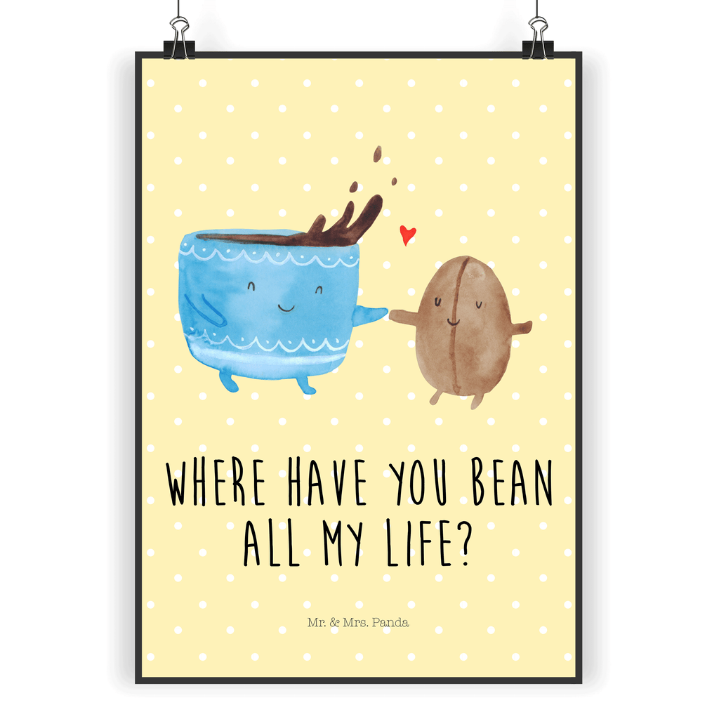 Poster Kaffee Bohne Poster, Wandposter, Bild, Wanddeko, Küchenposter, Kinderposter, Wanddeko Bild, Raumdekoration, Wanddekoration, Handgemaltes Poster, Mr. & Mrs. Panda Poster, Designposter, Kunstdruck, Posterdruck, Tiermotive, Gute Laune, lustige Sprüche, Tiere, Kaffee, Kaffeebohne, Genuss, Zufriedenheit, Glück