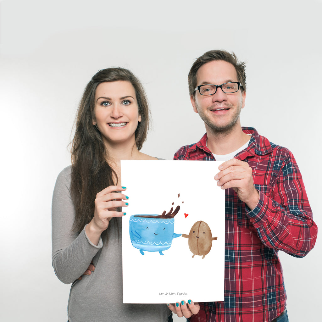Poster Kaffee Bohne Poster, Wandposter, Bild, Wanddeko, Küchenposter, Kinderposter, Wanddeko Bild, Raumdekoration, Wanddekoration, Handgemaltes Poster, Mr. & Mrs. Panda Poster, Designposter, Kunstdruck, Posterdruck, Tiermotive, Gute Laune, lustige Sprüche, Tiere, Kaffee, Kaffeebohne, Genuss, Zufriedenheit, Glück