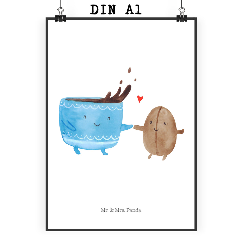 Poster Kaffee Bohne Poster, Wandposter, Bild, Wanddeko, Küchenposter, Kinderposter, Wanddeko Bild, Raumdekoration, Wanddekoration, Handgemaltes Poster, Mr. & Mrs. Panda Poster, Designposter, Kunstdruck, Posterdruck, Tiermotive, Gute Laune, lustige Sprüche, Tiere, Kaffee, Kaffeebohne, Genuss, Zufriedenheit, Glück