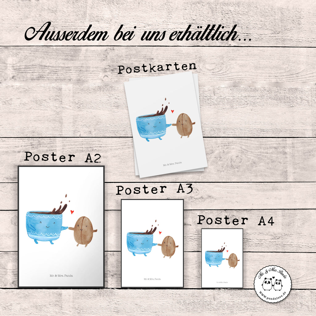 Poster Kaffee Bohne Poster, Wandposter, Bild, Wanddeko, Küchenposter, Kinderposter, Wanddeko Bild, Raumdekoration, Wanddekoration, Handgemaltes Poster, Mr. & Mrs. Panda Poster, Designposter, Kunstdruck, Posterdruck, Tiermotive, Gute Laune, lustige Sprüche, Tiere, Kaffee, Kaffeebohne, Genuss, Zufriedenheit, Glück