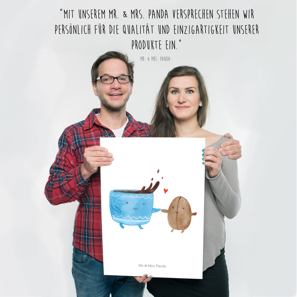 Poster Kaffee Bohne Poster, Wandposter, Bild, Wanddeko, Küchenposter, Kinderposter, Wanddeko Bild, Raumdekoration, Wanddekoration, Handgemaltes Poster, Mr. & Mrs. Panda Poster, Designposter, Kunstdruck, Posterdruck, Tiermotive, Gute Laune, lustige Sprüche, Tiere, Kaffee, Kaffeebohne, Genuss, Zufriedenheit, Glück