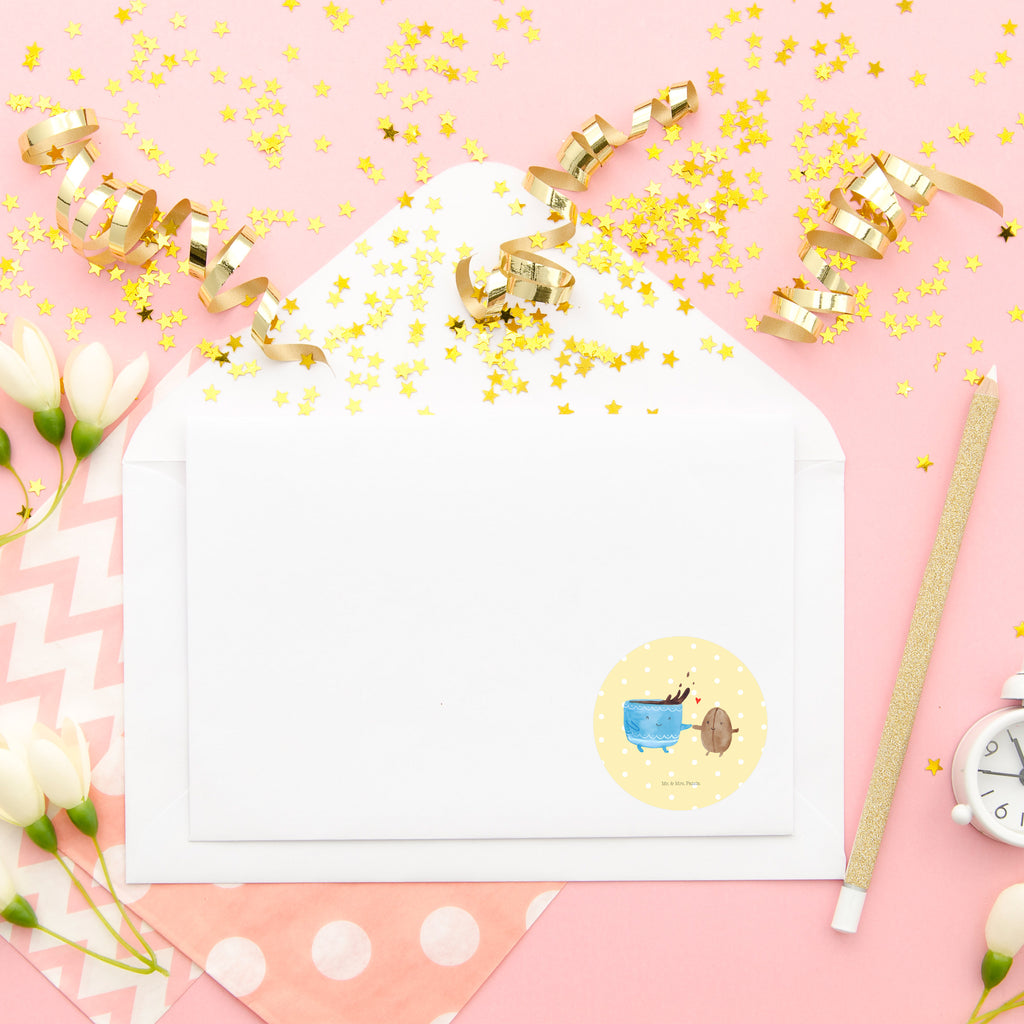 40mm Rund Aufkleber Kaffee Bohne Sticker, Aufkleber, Etikett, Tiermotive, Gute Laune, lustige Sprüche, Tiere, Kaffee, Kaffeebohne, Genuss, Zufriedenheit, Glück