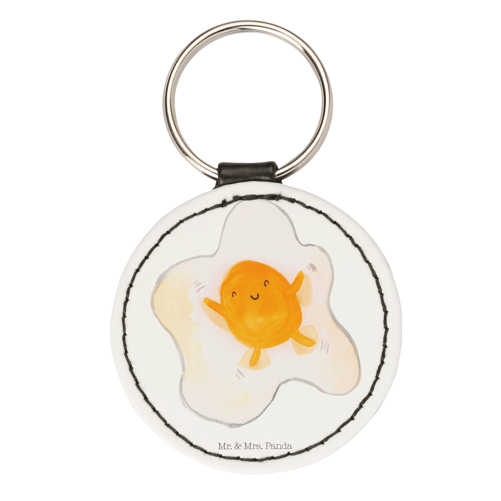 Rund Schlüsselanhänger Spiegelei Schlüsselanhänger, Anhänger, Taschenanhänger, Glücksbringer, Schutzengel, Tiermotive, Gute Laune, lustige Sprüche, Tiere, Ei, Spiegelei, Schön, Tag, Glücklich, Liebe