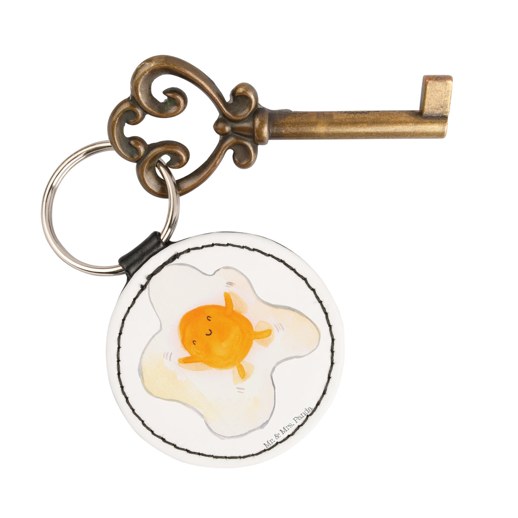 Rund Schlüsselanhänger Spiegelei Schlüsselanhänger, Anhänger, Taschenanhänger, Glücksbringer, Schutzengel, Tiermotive, Gute Laune, lustige Sprüche, Tiere, Ei, Spiegelei, Schön, Tag, Glücklich, Liebe