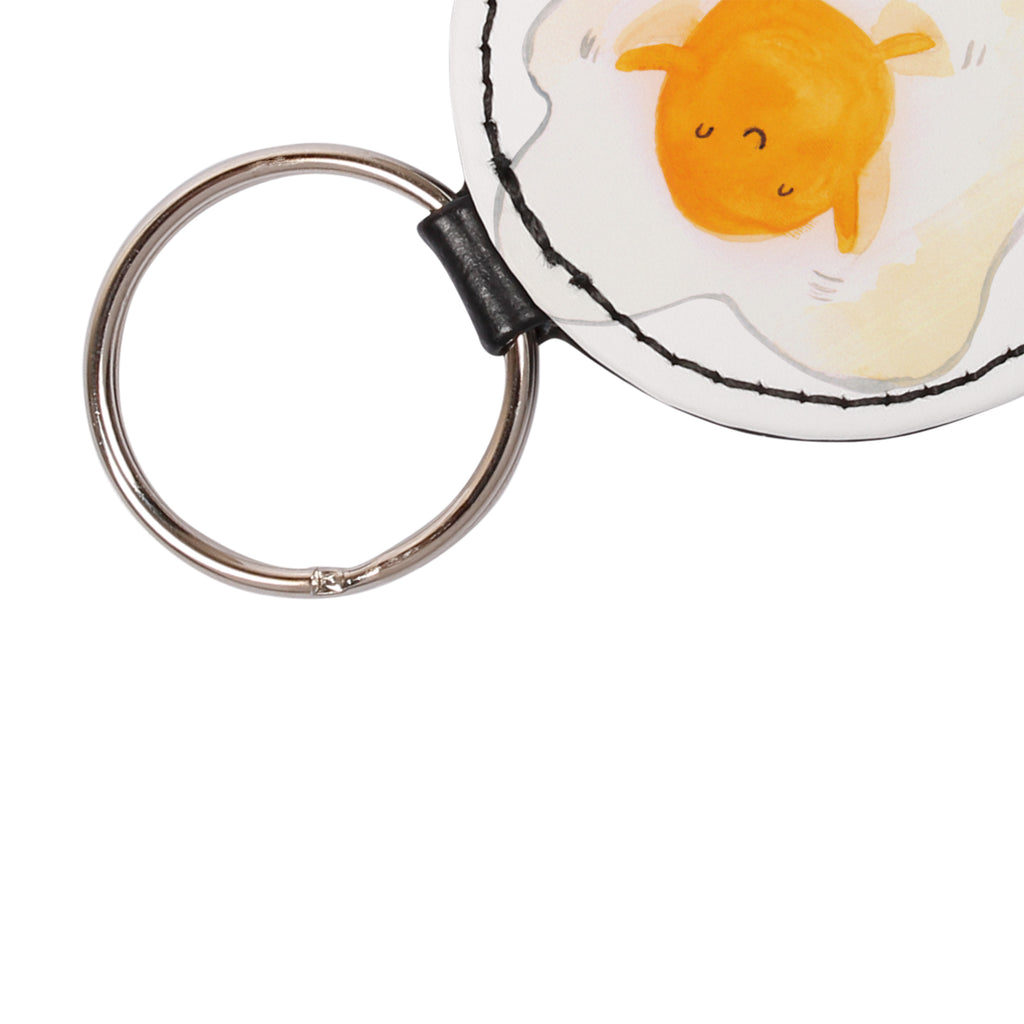 Rund Schlüsselanhänger Spiegelei Schlüsselanhänger, Anhänger, Taschenanhänger, Glücksbringer, Schutzengel, Tiermotive, Gute Laune, lustige Sprüche, Tiere, Ei, Spiegelei, Schön, Tag, Glücklich, Liebe