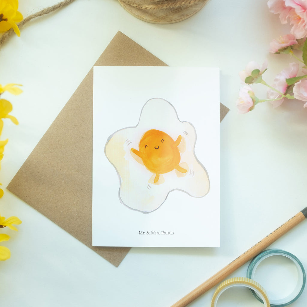 Grußkarte Spiegelei Klappkarte, Einladungskarte, Glückwunschkarte, Hochzeitskarte, Geburtstagskarte, Karte, Tiermotive, Gute Laune, lustige Sprüche, Tiere, Ei, Spiegelei, Schön, Tag, Glücklich, Liebe