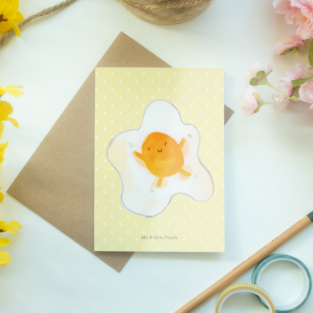 Grußkarte Spiegelei Klappkarte, Einladungskarte, Glückwunschkarte, Hochzeitskarte, Geburtstagskarte, Karte, Tiermotive, Gute Laune, lustige Sprüche, Tiere, Ei, Spiegelei, Schön, Tag, Glücklich, Liebe