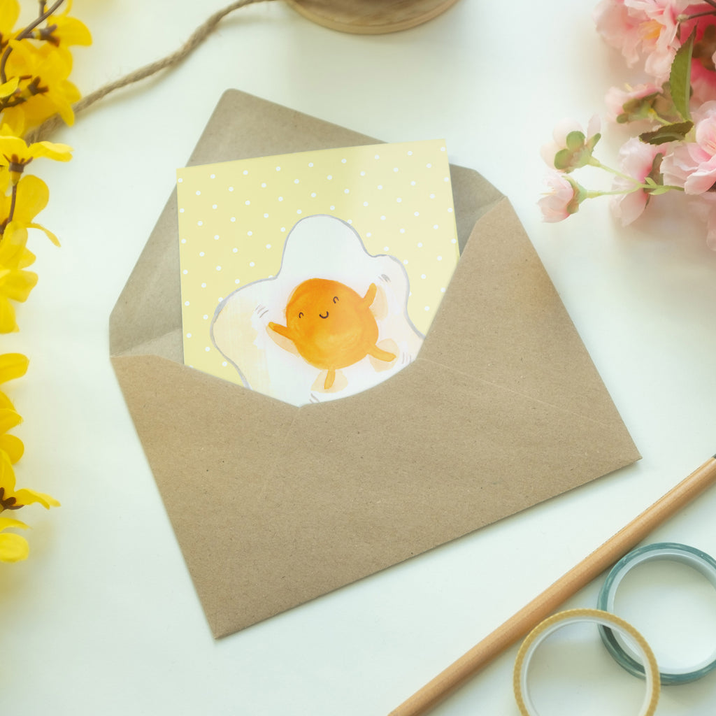 Grußkarte Spiegelei Klappkarte, Einladungskarte, Glückwunschkarte, Hochzeitskarte, Geburtstagskarte, Karte, Tiermotive, Gute Laune, lustige Sprüche, Tiere, Ei, Spiegelei, Schön, Tag, Glücklich, Liebe