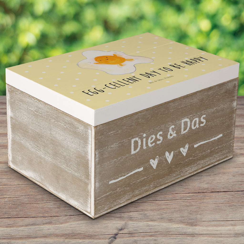 Holzkiste Spiegelei Holzkiste, Kiste, Schatzkiste, Truhe, Schatulle, XXL, Erinnerungsbox, Erinnerungskiste, Dekokiste, Aufbewahrungsbox, Tiermotive, Gute Laune, lustige Sprüche, Tiere, Ei, Spiegelei, Schön, Tag, Glücklich, Liebe