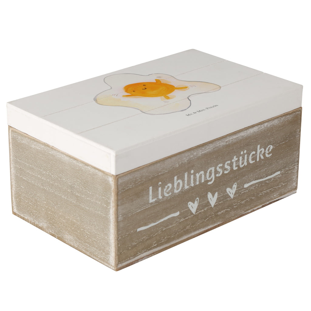 Holzkiste Spiegelei Holzkiste, Kiste, Schatzkiste, Truhe, Schatulle, XXL, Erinnerungsbox, Erinnerungskiste, Dekokiste, Aufbewahrungsbox, Tiermotive, Gute Laune, lustige Sprüche, Tiere, Ei, Spiegelei, Schön, Tag, Glücklich, Liebe