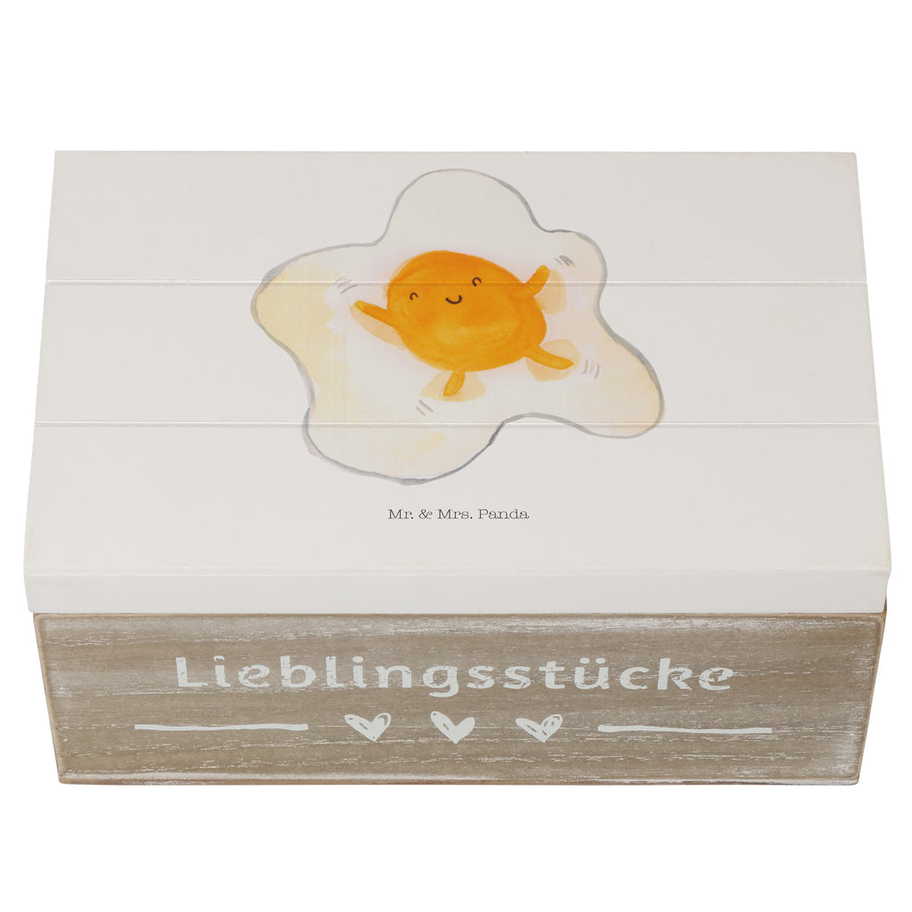 Holzkiste Spiegelei Holzkiste, Kiste, Schatzkiste, Truhe, Schatulle, XXL, Erinnerungsbox, Erinnerungskiste, Dekokiste, Aufbewahrungsbox, Tiermotive, Gute Laune, lustige Sprüche, Tiere, Ei, Spiegelei, Schön, Tag, Glücklich, Liebe