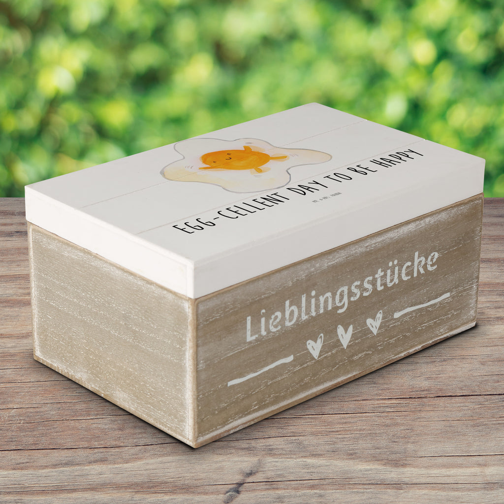 Holzkiste Spiegelei Holzkiste, Kiste, Schatzkiste, Truhe, Schatulle, XXL, Erinnerungsbox, Erinnerungskiste, Dekokiste, Aufbewahrungsbox, Tiermotive, Gute Laune, lustige Sprüche, Tiere, Ei, Spiegelei, Schön, Tag, Glücklich, Liebe