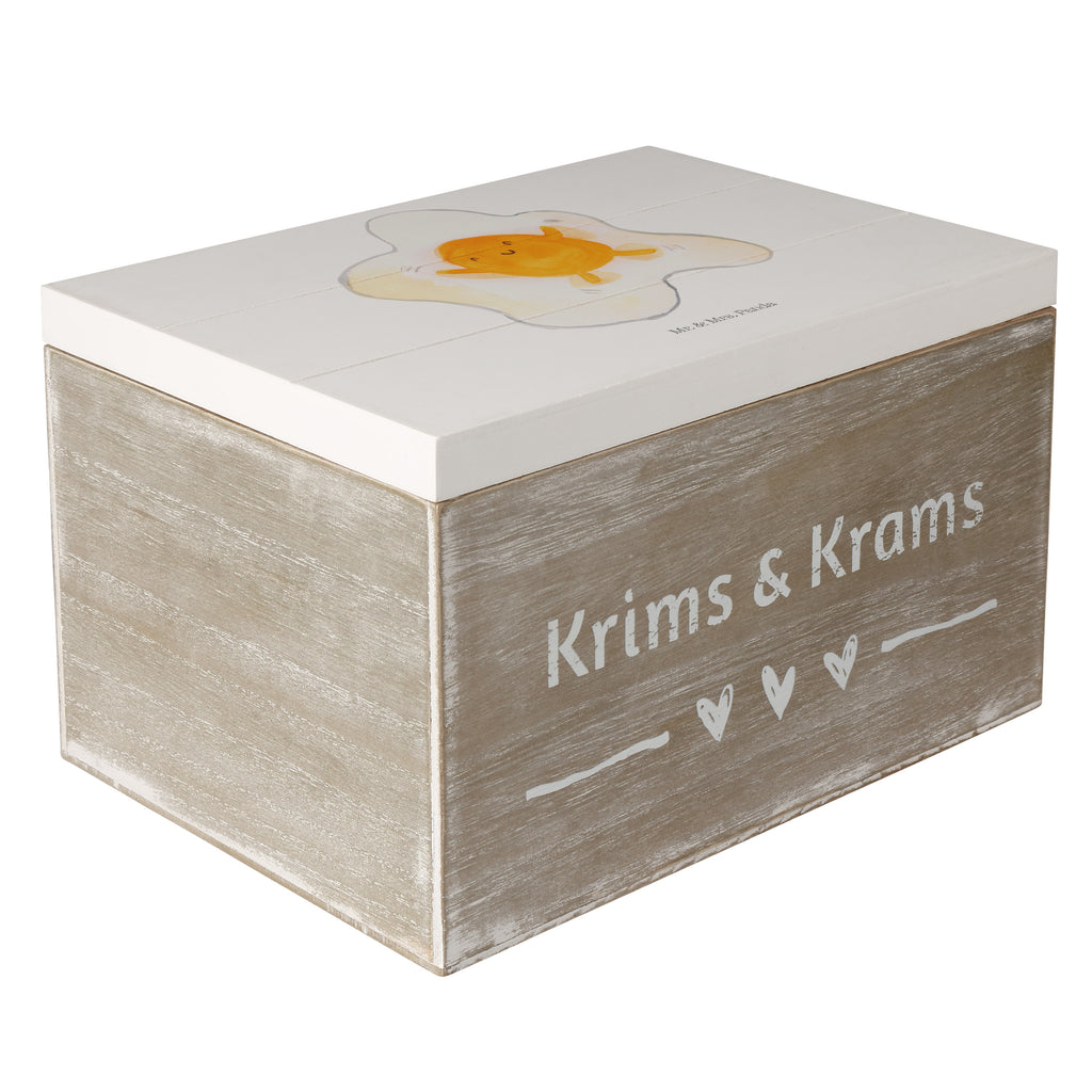 Holzkiste Spiegelei Holzkiste, Kiste, Schatzkiste, Truhe, Schatulle, XXL, Erinnerungsbox, Erinnerungskiste, Dekokiste, Aufbewahrungsbox, Tiermotive, Gute Laune, lustige Sprüche, Tiere, Ei, Spiegelei, Schön, Tag, Glücklich, Liebe