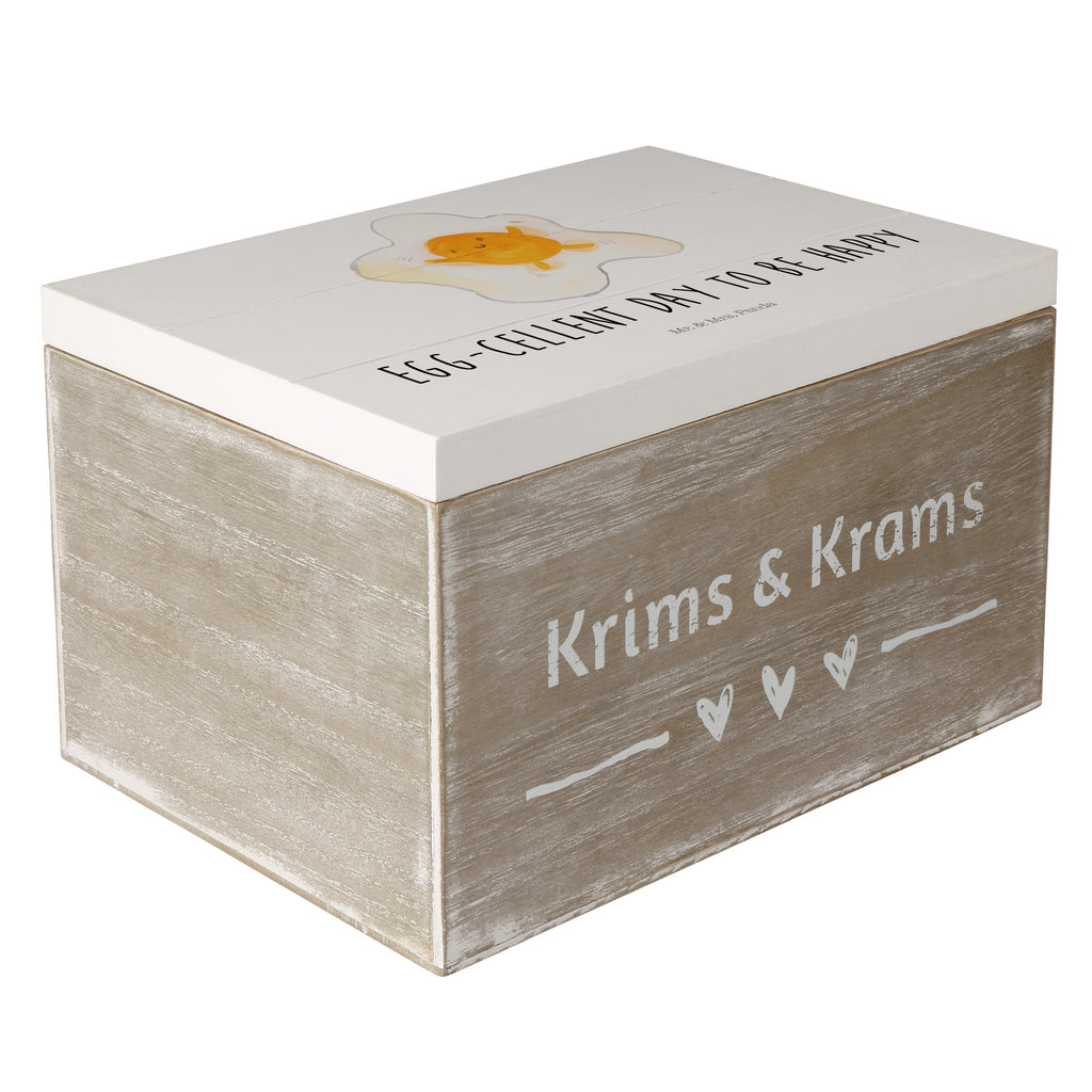 Holzkiste Spiegelei Holzkiste, Kiste, Schatzkiste, Truhe, Schatulle, XXL, Erinnerungsbox, Erinnerungskiste, Dekokiste, Aufbewahrungsbox, Tiermotive, Gute Laune, lustige Sprüche, Tiere, Ei, Spiegelei, Schön, Tag, Glücklich, Liebe