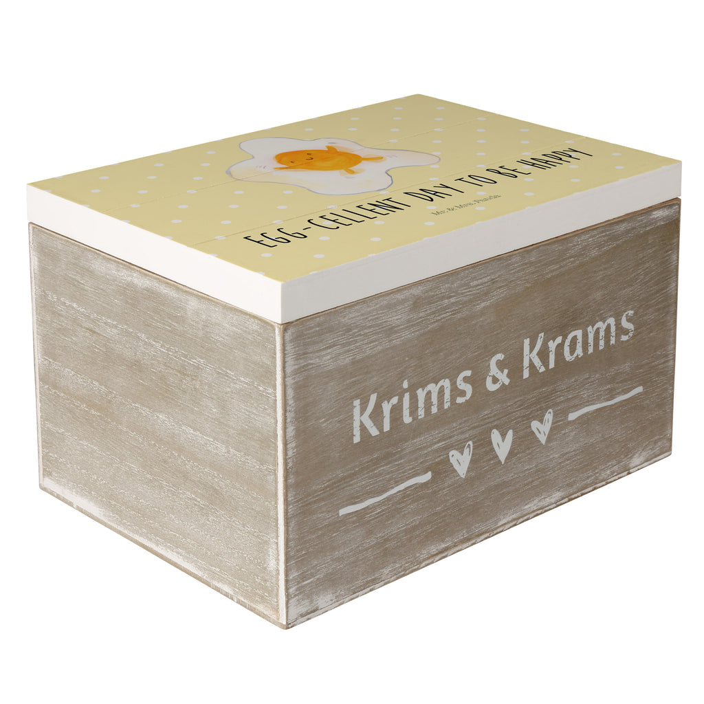 Holzkiste Spiegelei Holzkiste, Kiste, Schatzkiste, Truhe, Schatulle, XXL, Erinnerungsbox, Erinnerungskiste, Dekokiste, Aufbewahrungsbox, Tiermotive, Gute Laune, lustige Sprüche, Tiere, Ei, Spiegelei, Schön, Tag, Glücklich, Liebe