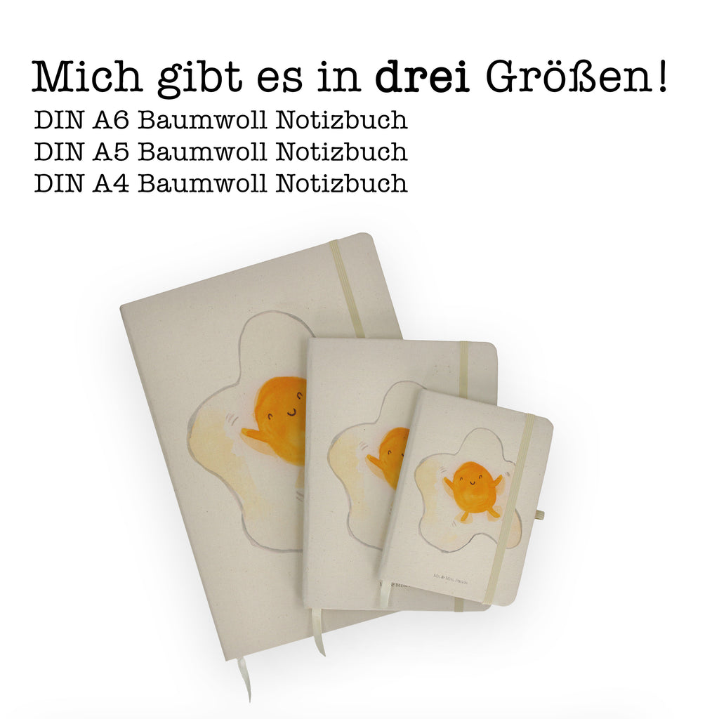 DIN A6 Baumwoll Notizbuch Spiegelei Notizen, Eintragebuch, Tagebuch, Notizblock, Adressbuch, Journal, Kladde, Skizzenbuch, Notizheft, Schreibbuch, Schreibheft, Tiermotive, Gute Laune, lustige Sprüche, Tiere, Ei, Spiegelei, Schön, Tag, Glücklich, Liebe