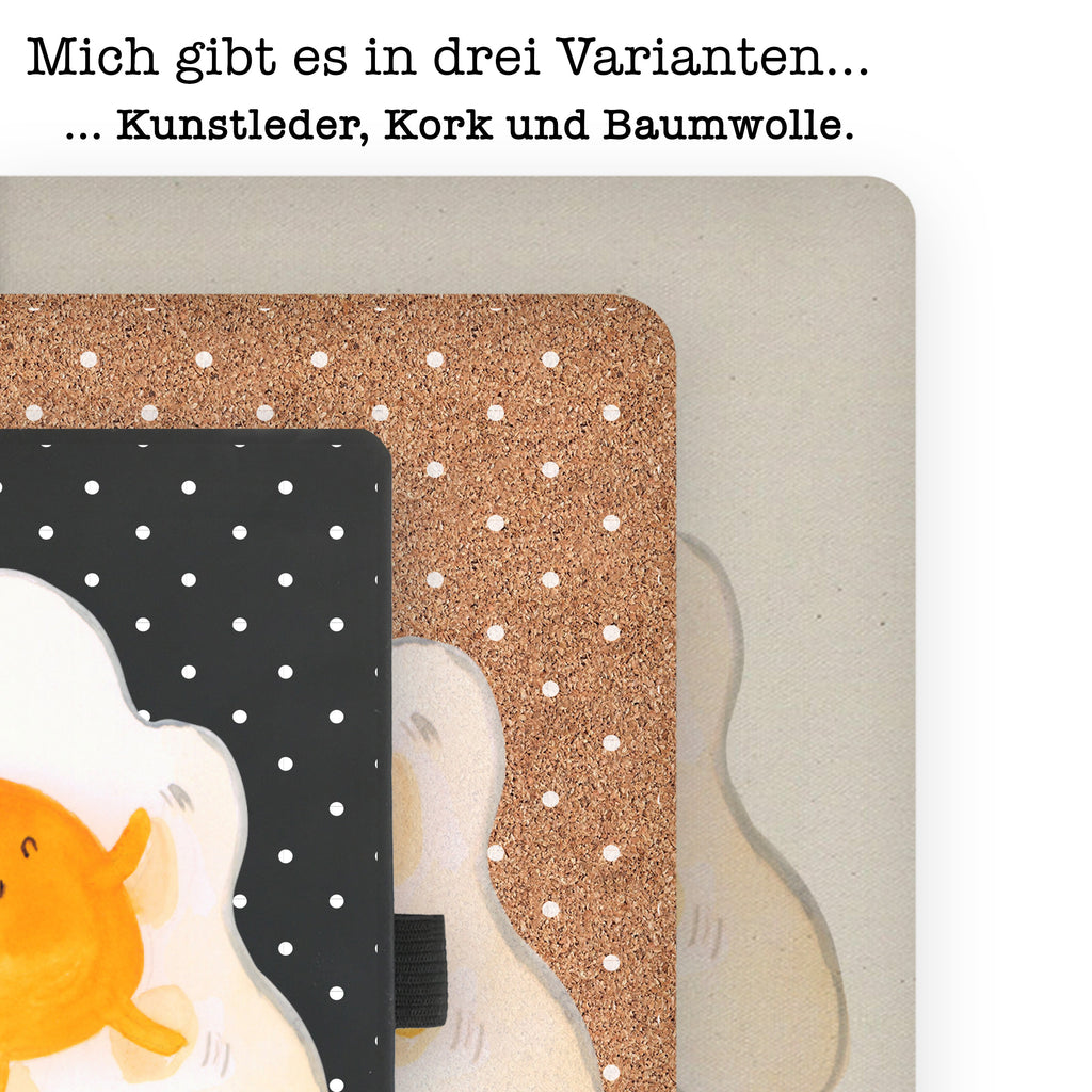 DIN A6 Baumwoll Notizbuch Spiegelei Notizen, Eintragebuch, Tagebuch, Notizblock, Adressbuch, Journal, Kladde, Skizzenbuch, Notizheft, Schreibbuch, Schreibheft, Tiermotive, Gute Laune, lustige Sprüche, Tiere, Ei, Spiegelei, Schön, Tag, Glücklich, Liebe