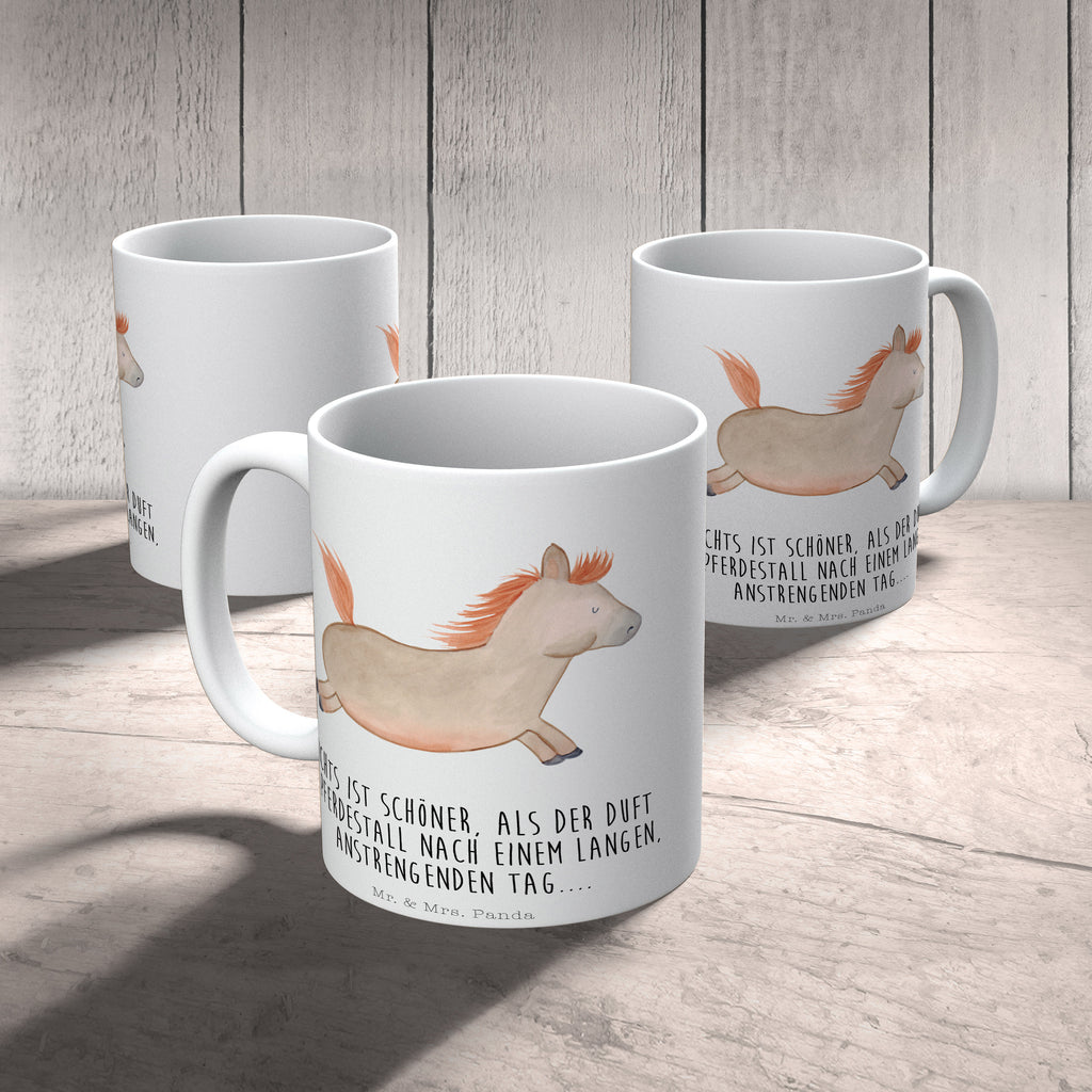 Tasse Pferd springt Pferd, Pony, Pferde, Stall, Pferdestall, ausreiten, reiten, Pferdebesitzer Becher, Kaffeetasse, Kaffeebecher, Tee, Frühstück, Büro  Bauernhof, Hoftiere, Landwirt, Landwirtin