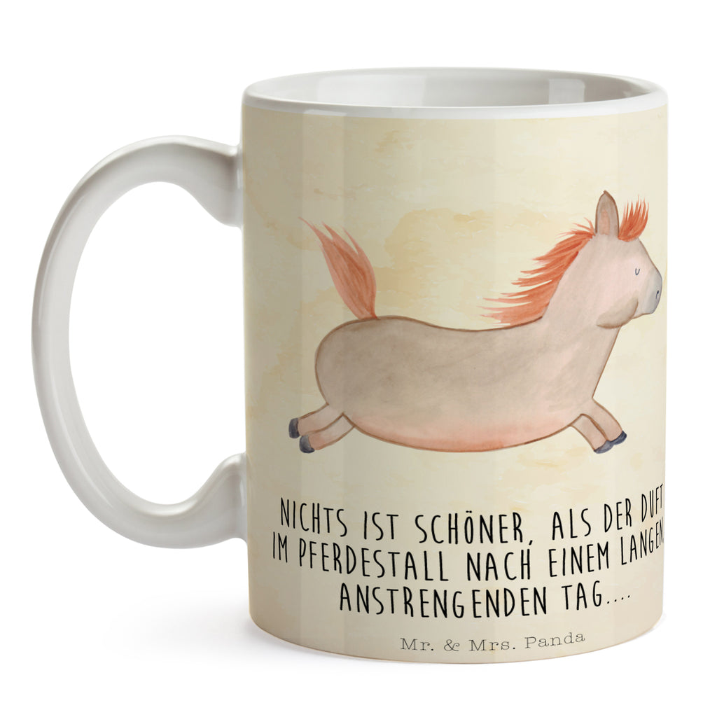 Tasse Pferd springt Pferd, Pony, Pferde, Stall, Pferdestall, ausreiten, reiten, Pferdebesitzer Becher, Kaffeetasse, Kaffeebecher, Tee, Frühstück, Büro  Bauernhof, Hoftiere, Landwirt, Landwirtin