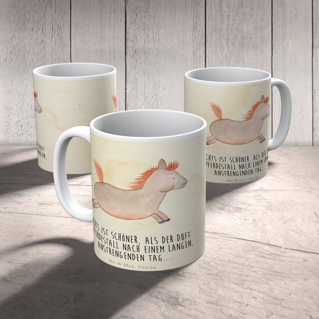 Tasse Pferd springt Pferd, Pony, Pferde, Stall, Pferdestall, ausreiten, reiten, Pferdebesitzer Becher, Kaffeetasse, Kaffeebecher, Tee, Frühstück, Büro  Bauernhof, Hoftiere, Landwirt, Landwirtin