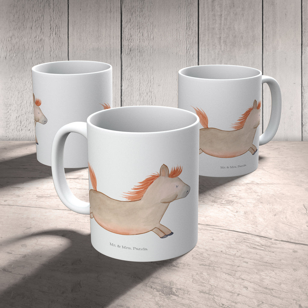 Tasse Pferd springt Pferd, Pony, Pferde, Stall, Pferdestall, ausreiten, reiten, Pferdebesitzer Becher, Kaffeetasse, Kaffeebecher, Tee, Frühstück, Büro  Bauernhof, Hoftiere, Landwirt, Landwirtin