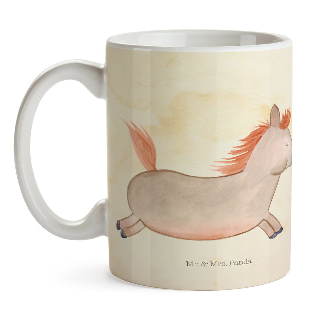 Tasse Pferd springt Pferd, Pony, Pferde, Stall, Pferdestall, ausreiten, reiten, Pferdebesitzer Becher, Kaffeetasse, Kaffeebecher, Tee, Frühstück, Büro  Bauernhof, Hoftiere, Landwirt, Landwirtin