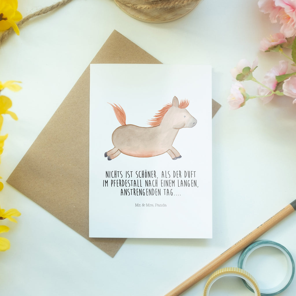 Grußkarte Pferd springt Klappkarte, Einladungskarte, Glückwunschkarte, Hochzeitskarte, Geburtstagskarte, Karte, Bauernhof, Hoftiere, Landwirt, Landwirtin, Pferd, Pony, Pferde, Stall, Pferdestall, ausreiten, reiten, Pferdebesitzer