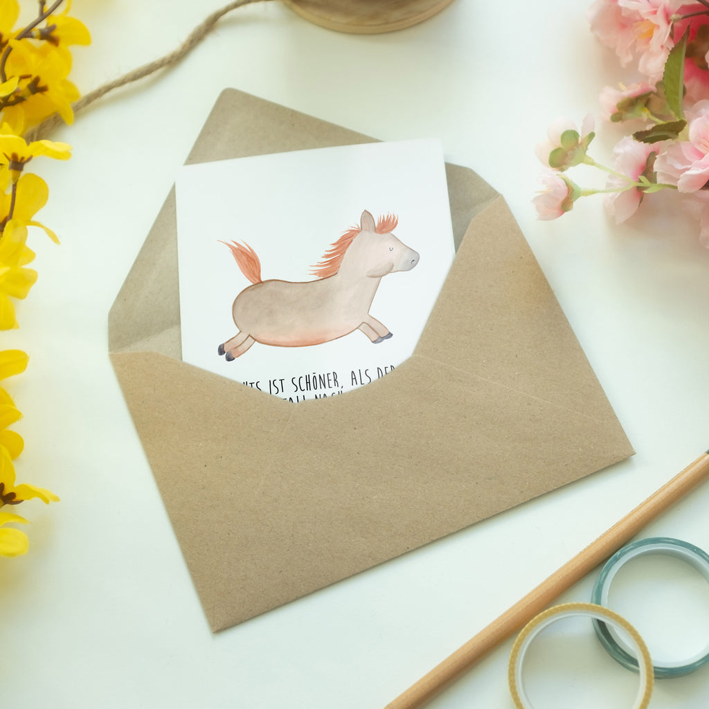 Grußkarte Pferd springt Klappkarte, Einladungskarte, Glückwunschkarte, Hochzeitskarte, Geburtstagskarte, Karte, Bauernhof, Hoftiere, Landwirt, Landwirtin, Pferd, Pony, Pferde, Stall, Pferdestall, ausreiten, reiten, Pferdebesitzer