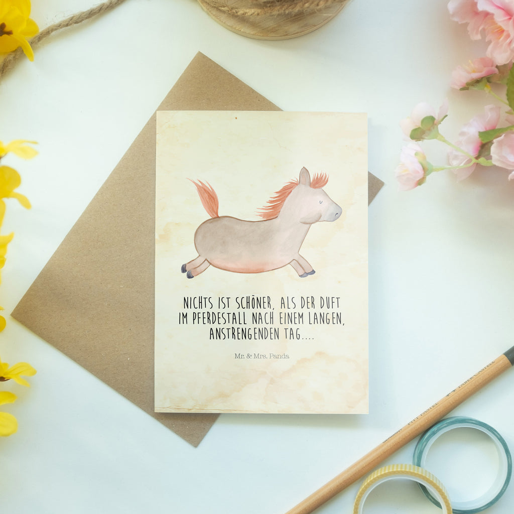 Grußkarte Pferd springt Klappkarte, Einladungskarte, Glückwunschkarte, Hochzeitskarte, Geburtstagskarte, Karte, Bauernhof, Hoftiere, Landwirt, Landwirtin, Pferd, Pony, Pferde, Stall, Pferdestall, ausreiten, reiten, Pferdebesitzer