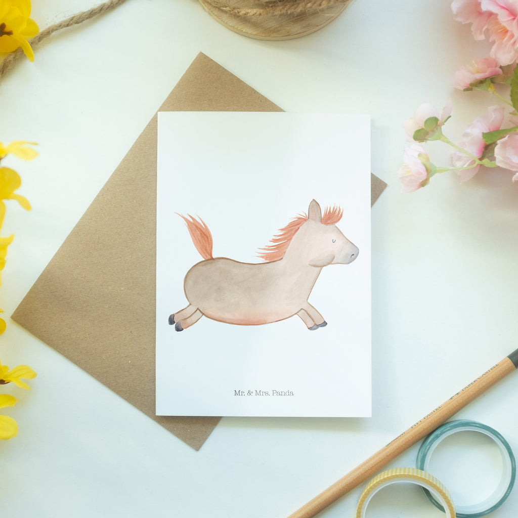 Grußkarte Pferd springt Klappkarte, Einladungskarte, Glückwunschkarte, Hochzeitskarte, Geburtstagskarte, Karte, Bauernhof, Hoftiere, Landwirt, Landwirtin, Pferd, Pony, Pferde, Stall, Pferdestall, ausreiten, reiten, Pferdebesitzer
