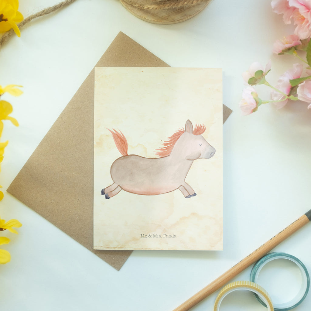Grußkarte Pferd springt Klappkarte, Einladungskarte, Glückwunschkarte, Hochzeitskarte, Geburtstagskarte, Karte, Bauernhof, Hoftiere, Landwirt, Landwirtin, Pferd, Pony, Pferde, Stall, Pferdestall, ausreiten, reiten, Pferdebesitzer