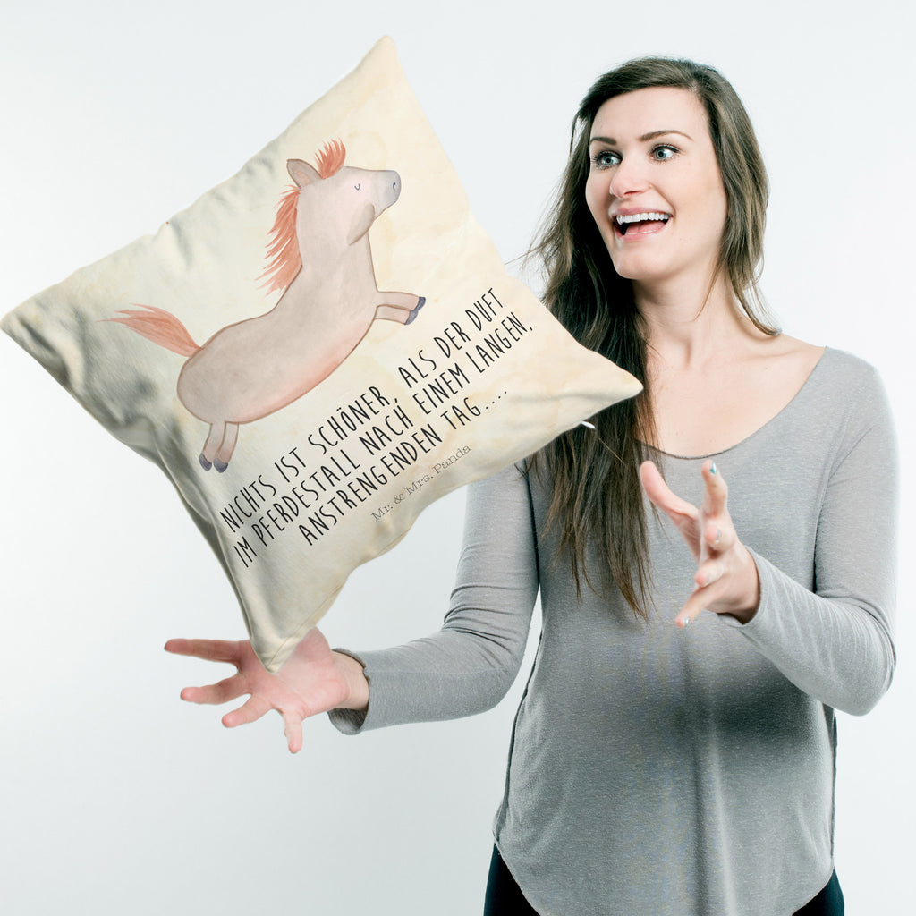 40x40 Kissen Pferd springt Kissenhülle, Kopfkissen, Sofakissen, Dekokissen, Motivkissen, Bauernhof, Hoftiere, Landwirt, Landwirtin, Pferd, Pony, Pferde, Stall, Pferdestall, ausreiten, reiten, Pferdebesitzer