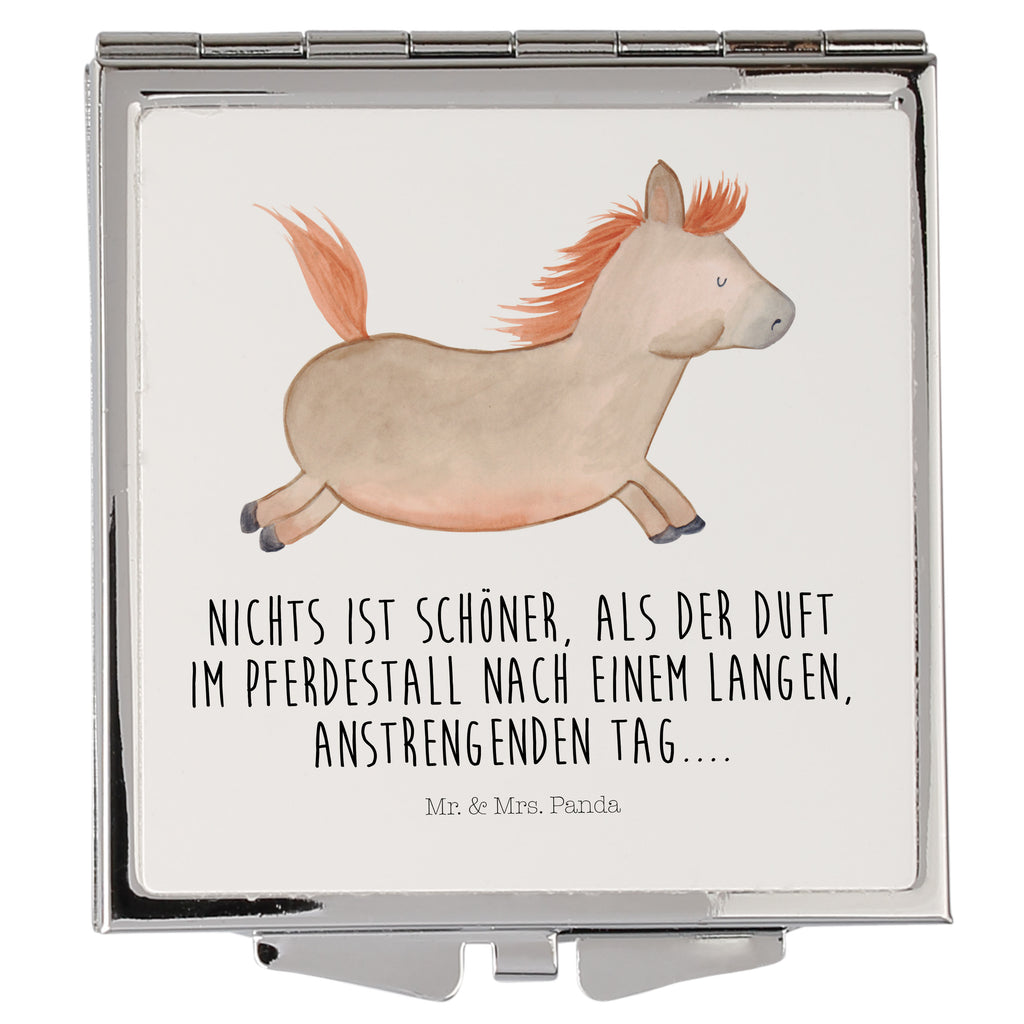 Handtaschenspiegel quadratisch Pferd springt Spiegel, Handtasche, Quadrat, silber, schminken, Schminkspiegel, Bauernhof, Hoftiere, Landwirt, Landwirtin, Pferd, Pony, Pferde, Stall, Pferdestall, ausreiten, reiten, Pferdebesitzer