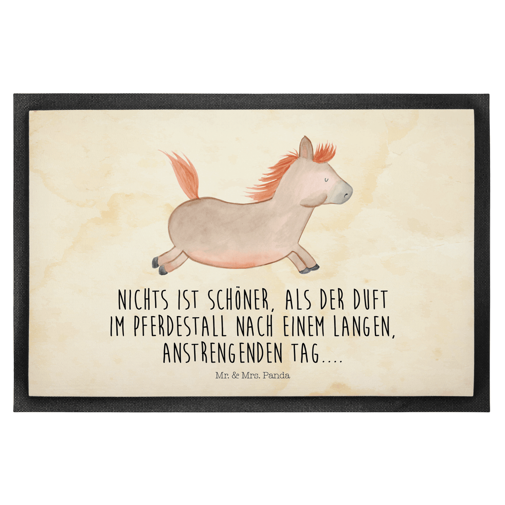 Fußmatte Pferd springt Pferd, Pony, Pferde, Stall, Pferdestall, ausreiten, reiten, Pferdebesitzer Türvorleger, Schmutzmatte, Fußabtreter, Matte, Schmutzfänger, Fußabstreifer, Schmutzfangmatte, Türmatte, Motivfußmatte,  Haustürmatte, Vorleger  Bauernhof, Hoftiere, Landwirt, Landwirtin