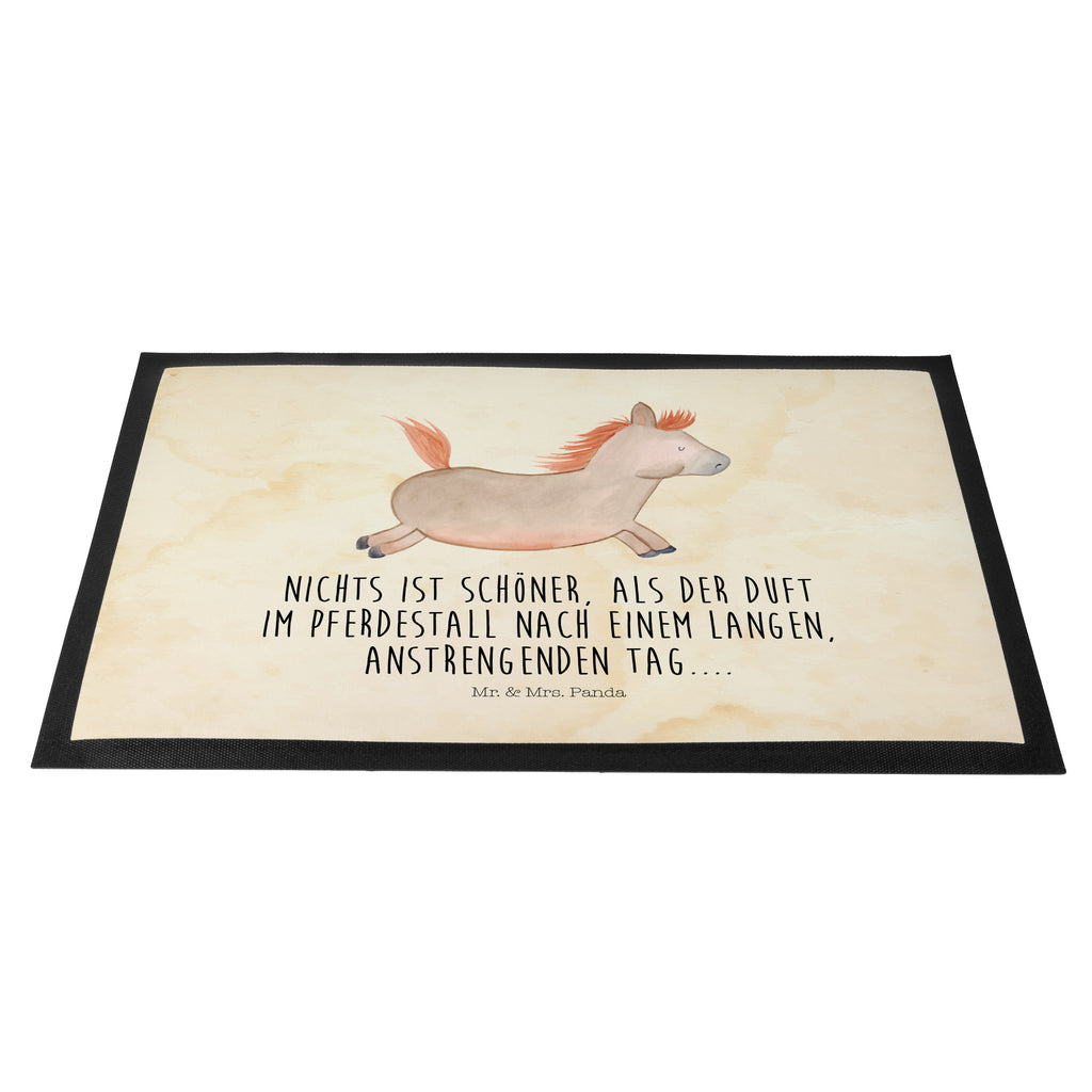 Fußmatte Pferd springt Pferd, Pony, Pferde, Stall, Pferdestall, ausreiten, reiten, Pferdebesitzer Türvorleger, Schmutzmatte, Fußabtreter, Matte, Schmutzfänger, Fußabstreifer, Schmutzfangmatte, Türmatte, Motivfußmatte,  Haustürmatte, Vorleger  Bauernhof, Hoftiere, Landwirt, Landwirtin