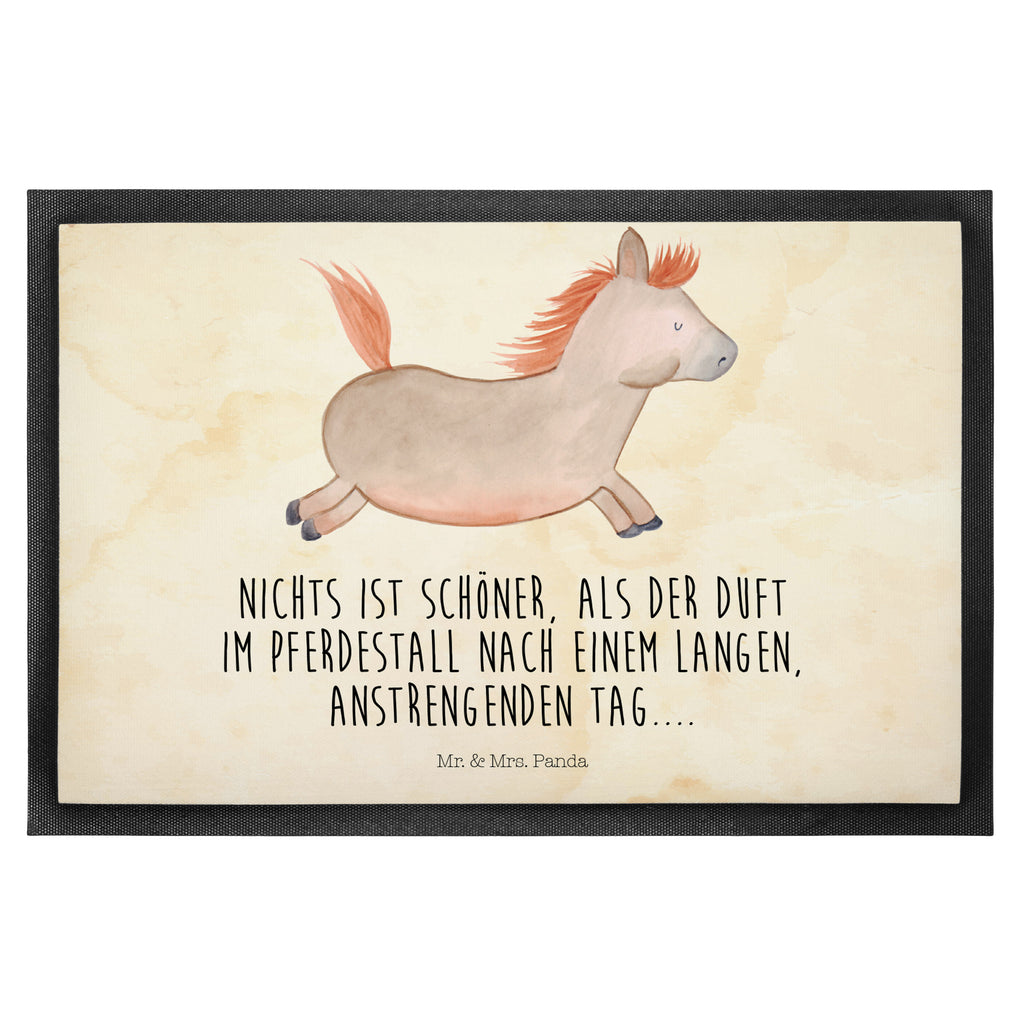 Fußmatte Pferd springt Pferd, Pony, Pferde, Stall, Pferdestall, ausreiten, reiten, Pferdebesitzer Türvorleger, Schmutzmatte, Fußabtreter, Matte, Schmutzfänger, Fußabstreifer, Schmutzfangmatte, Türmatte, Motivfußmatte,  Haustürmatte, Vorleger  Bauernhof, Hoftiere, Landwirt, Landwirtin