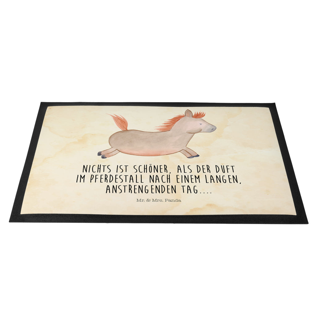 Fußmatte Pferd springt Pferd, Pony, Pferde, Stall, Pferdestall, ausreiten, reiten, Pferdebesitzer Türvorleger, Schmutzmatte, Fußabtreter, Matte, Schmutzfänger, Fußabstreifer, Schmutzfangmatte, Türmatte, Motivfußmatte,  Haustürmatte, Vorleger  Bauernhof, Hoftiere, Landwirt, Landwirtin