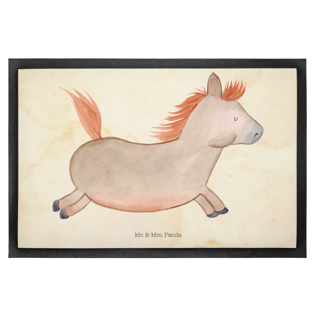 Fußmatte Pferd springt Pferd, Pony, Pferde, Stall, Pferdestall, ausreiten, reiten, Pferdebesitzer Türvorleger, Schmutzmatte, Fußabtreter, Matte, Schmutzfänger, Fußabstreifer, Schmutzfangmatte, Türmatte, Motivfußmatte,  Haustürmatte, Vorleger  Bauernhof, Hoftiere, Landwirt, Landwirtin