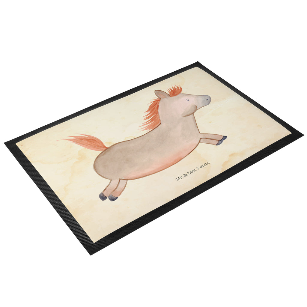 Fußmatte Pferd springt Pferd, Pony, Pferde, Stall, Pferdestall, ausreiten, reiten, Pferdebesitzer Türvorleger, Schmutzmatte, Fußabtreter, Matte, Schmutzfänger, Fußabstreifer, Schmutzfangmatte, Türmatte, Motivfußmatte,  Haustürmatte, Vorleger  Bauernhof, Hoftiere, Landwirt, Landwirtin