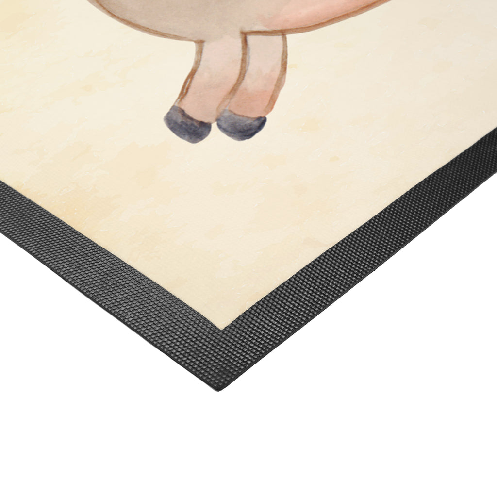 Fußmatte Pferd springt Pferd, Pony, Pferde, Stall, Pferdestall, ausreiten, reiten, Pferdebesitzer Türvorleger, Schmutzmatte, Fußabtreter, Matte, Schmutzfänger, Fußabstreifer, Schmutzfangmatte, Türmatte, Motivfußmatte,  Haustürmatte, Vorleger  Bauernhof, Hoftiere, Landwirt, Landwirtin