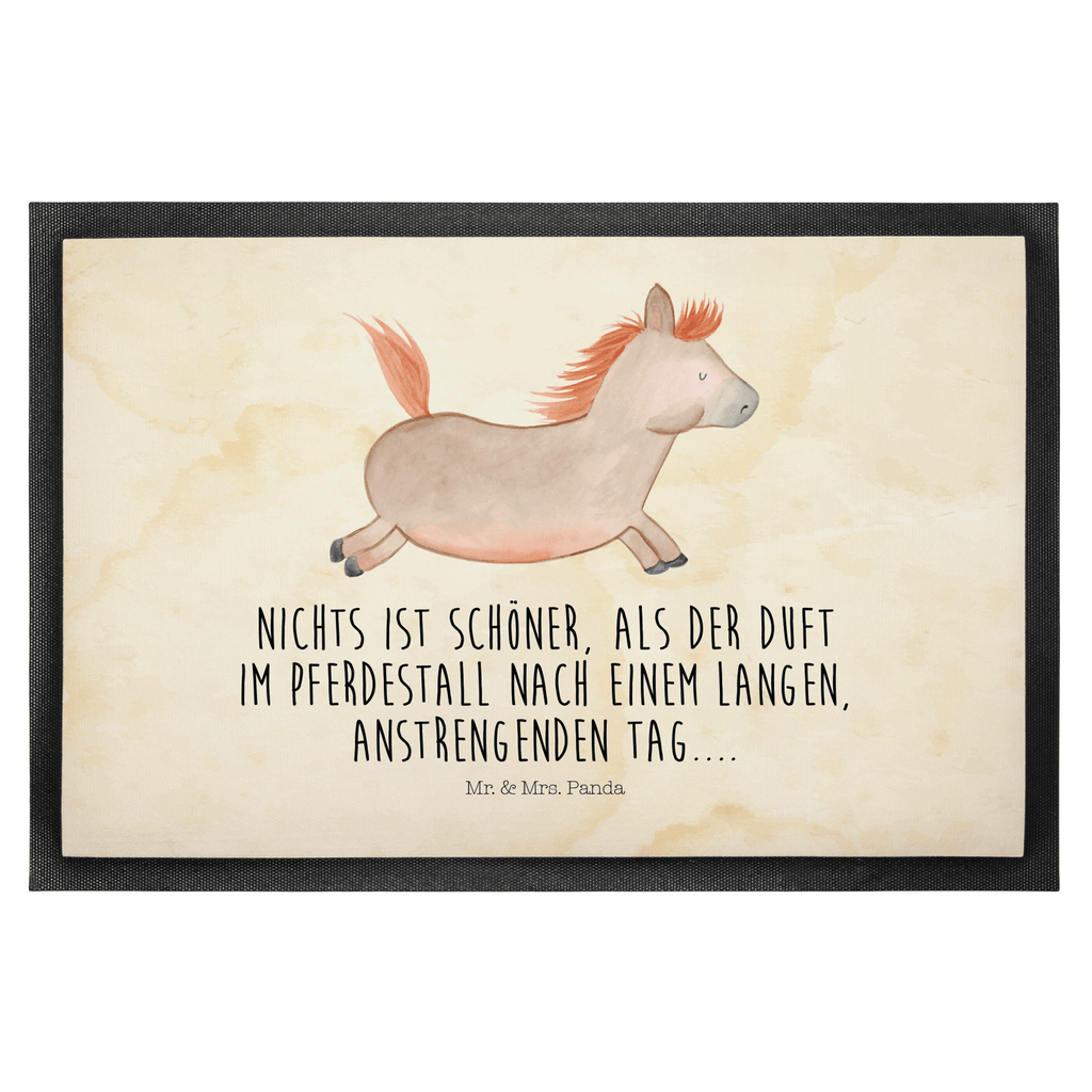 Fußmatte Pferd springt Pferd, Pony, Pferde, Stall, Pferdestall, ausreiten, reiten, Pferdebesitzer Türvorleger, Schmutzmatte, Fußabtreter, Matte, Schmutzfänger, Fußabstreifer, Schmutzfangmatte, Türmatte, Motivfußmatte,  Haustürmatte, Vorleger  Bauernhof, Hoftiere, Landwirt, Landwirtin
