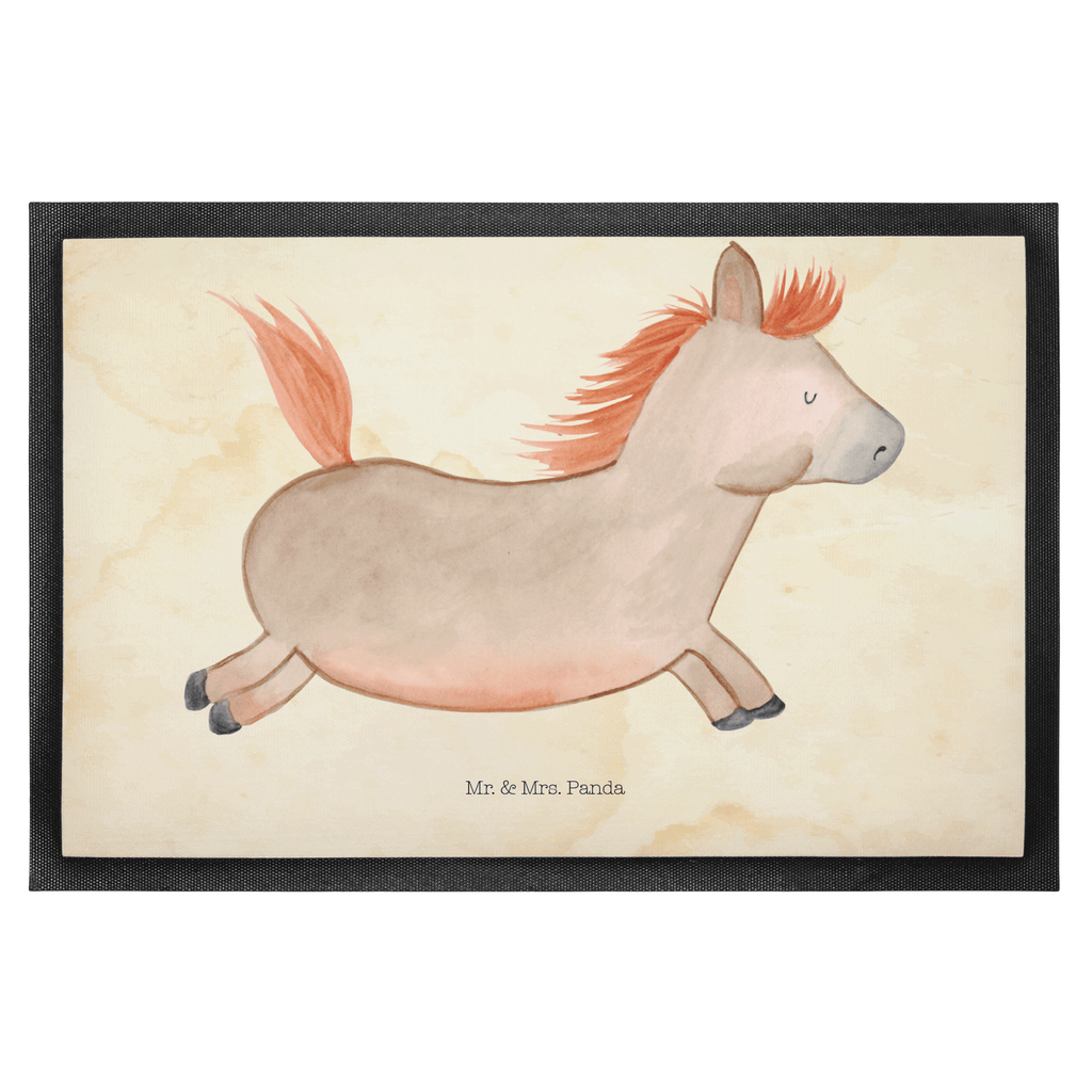 Fußmatte Pferd springt Pferd, Pony, Pferde, Stall, Pferdestall, ausreiten, reiten, Pferdebesitzer Türvorleger, Schmutzmatte, Fußabtreter, Matte, Schmutzfänger, Fußabstreifer, Schmutzfangmatte, Türmatte, Motivfußmatte,  Haustürmatte, Vorleger  Bauernhof, Hoftiere, Landwirt, Landwirtin