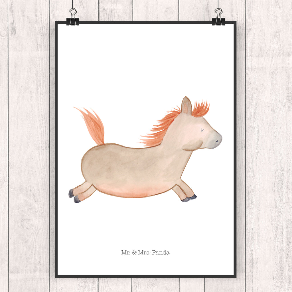 Poster Pferd springt Poster, Wandposter, Bild, Wanddeko, Küchenposter, Kinderposter, Wanddeko Bild, Raumdekoration, Wanddekoration, Handgemaltes Poster, Mr. & Mrs. Panda Poster, Designposter, Kunstdruck, Posterdruck, Bauernhof, Hoftiere, Landwirt, Landwirtin, Pferd, Pony, Pferde, Stall, Pferdestall, ausreiten, reiten, Pferdebesitzer