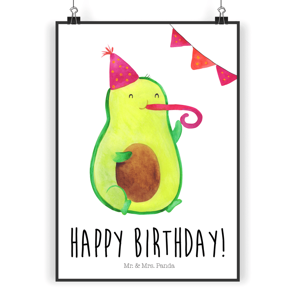 Poster Avocado Birthday Poster, Wandposter, Bild, Wanddeko, Küchenposter, Kinderposter, Wanddeko Bild, Raumdekoration, Wanddekoration, Handgemaltes Poster, Mr. & Mrs. Panda Poster, Designposter, Kunstdruck, Posterdruck, Avocado, Veggie, Vegan, Gesund