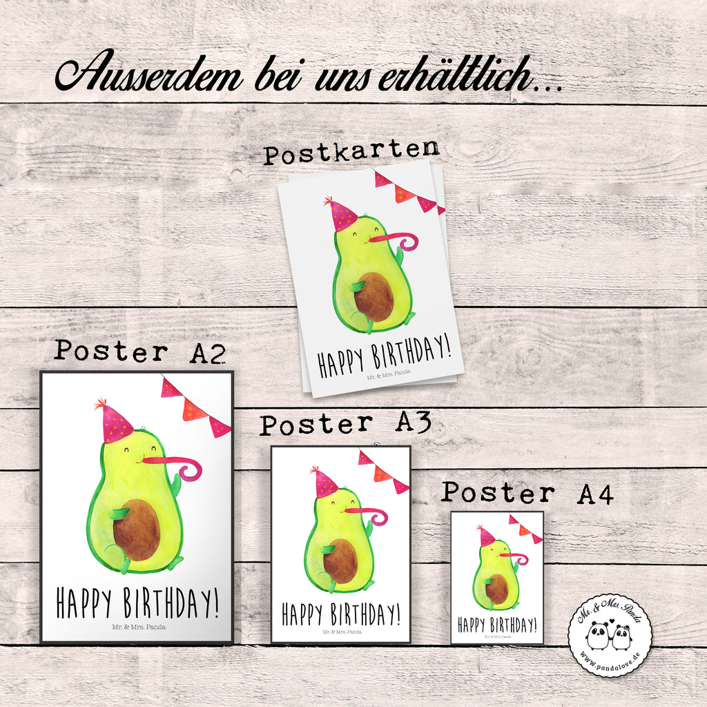 Poster Avocado Birthday Poster, Wandposter, Bild, Wanddeko, Küchenposter, Kinderposter, Wanddeko Bild, Raumdekoration, Wanddekoration, Handgemaltes Poster, Mr. & Mrs. Panda Poster, Designposter, Kunstdruck, Posterdruck, Avocado, Veggie, Vegan, Gesund