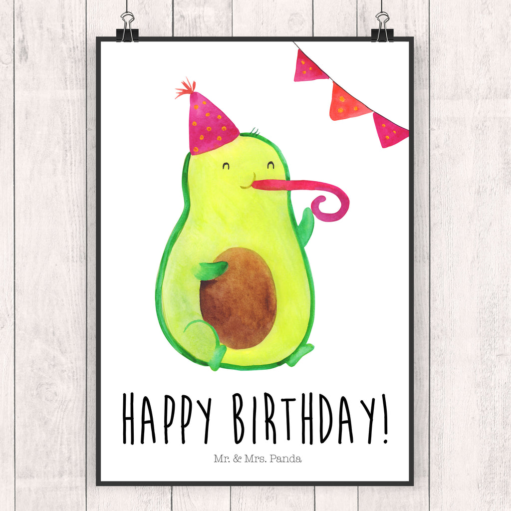 Poster Avocado Birthday Poster, Wandposter, Bild, Wanddeko, Küchenposter, Kinderposter, Wanddeko Bild, Raumdekoration, Wanddekoration, Handgemaltes Poster, Mr. & Mrs. Panda Poster, Designposter, Kunstdruck, Posterdruck, Avocado, Veggie, Vegan, Gesund