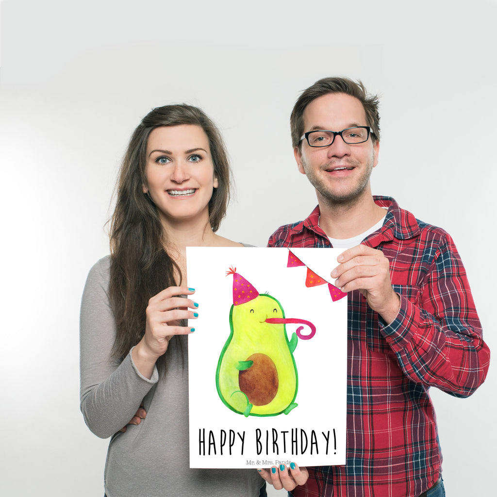 Poster Avocado Birthday Poster, Wandposter, Bild, Wanddeko, Küchenposter, Kinderposter, Wanddeko Bild, Raumdekoration, Wanddekoration, Handgemaltes Poster, Mr. & Mrs. Panda Poster, Designposter, Kunstdruck, Posterdruck, Avocado, Veggie, Vegan, Gesund